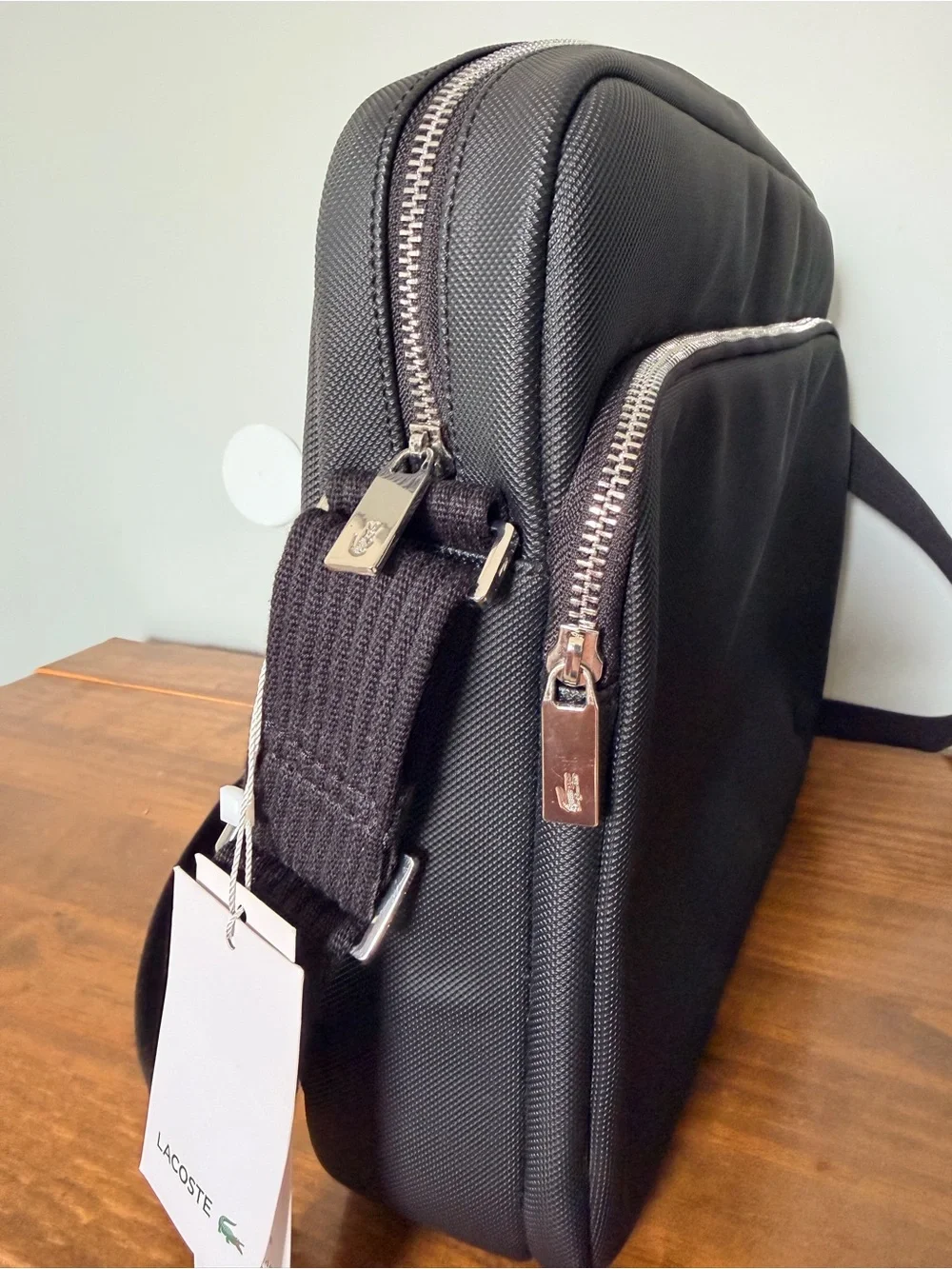 Lacoste Black Men's Messenger Crossbody Bag